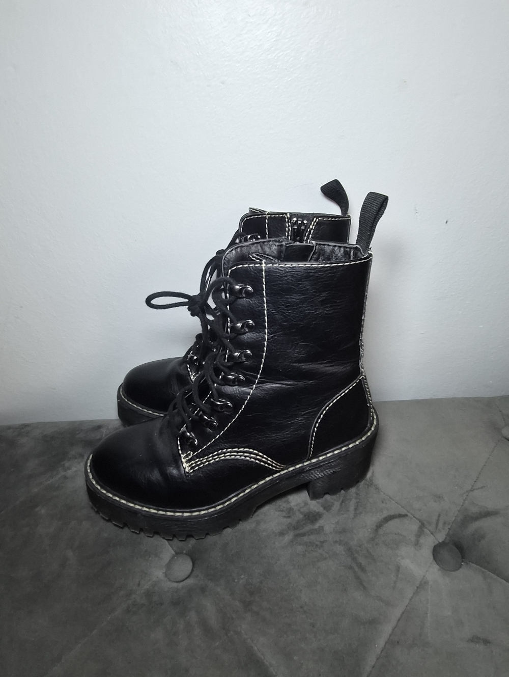 Black Grunge Platform Combat Boots 6M Madden Girl Punk Modern - Picture 3 of 10